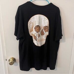 Chomp Skull Graphic Black Short Sleeve T-Shirt Roses Men’s Size XXL